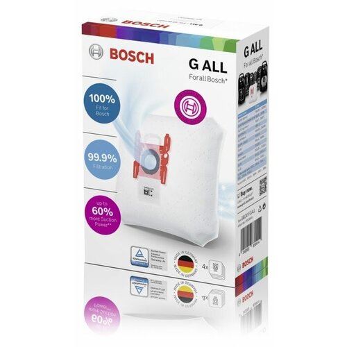 BOSCH Мешки-пылесборники BBZ41FGALL, белый, 4 шт. фильтр 578863 618907 bosch и siemens bbs6312 04 bbs6312 06 bbs6312 07 bbs6312 09 bbs6316 07 bbs6316 09 bbs6316 10 06 07 bbs6316gb 09 10 bbs6317