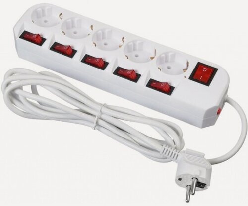 Изображение товара Сетевой фильтр Buro 500SH-3-SW-W 3м (5 розеток) белый (коробка)