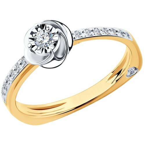 Кольцо SOKOLOV Diamonds из комбинированного золота с алмазной гранью с бриллиантами 1011698, размер 17