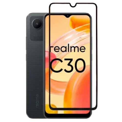 Защитное стекло 2D для Realme C30/C31/C33/C35/C35s, черное защитное стекло borasco для realme c30 c31 c33 c35 0 26mm transparent 70558