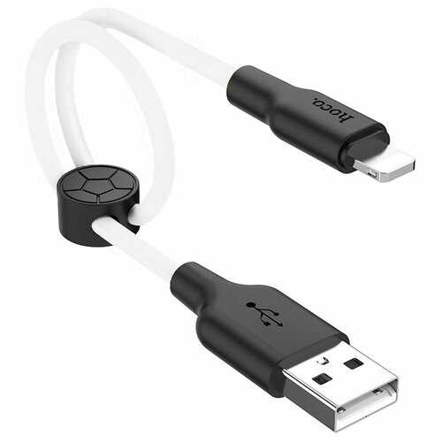 Кабель Hoco X21 Plus Colorful silicone USB - Lightning 25 см, черно-белый usb кабель hoco x21 silicone lightning 8 pin 1м силикон белый