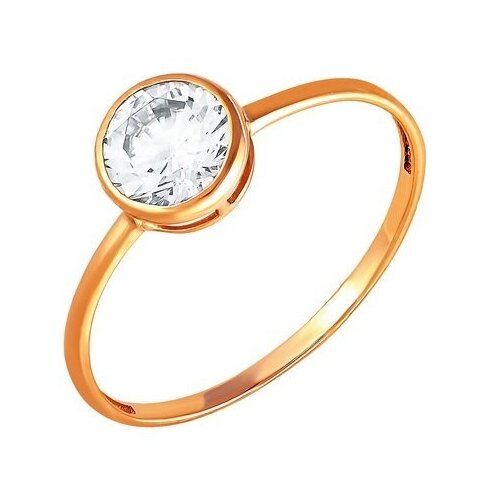 золотое кольцо с танцующим фианитом Кольцо RUSGOLDART, золото, 585 проба, фианит, размер 17