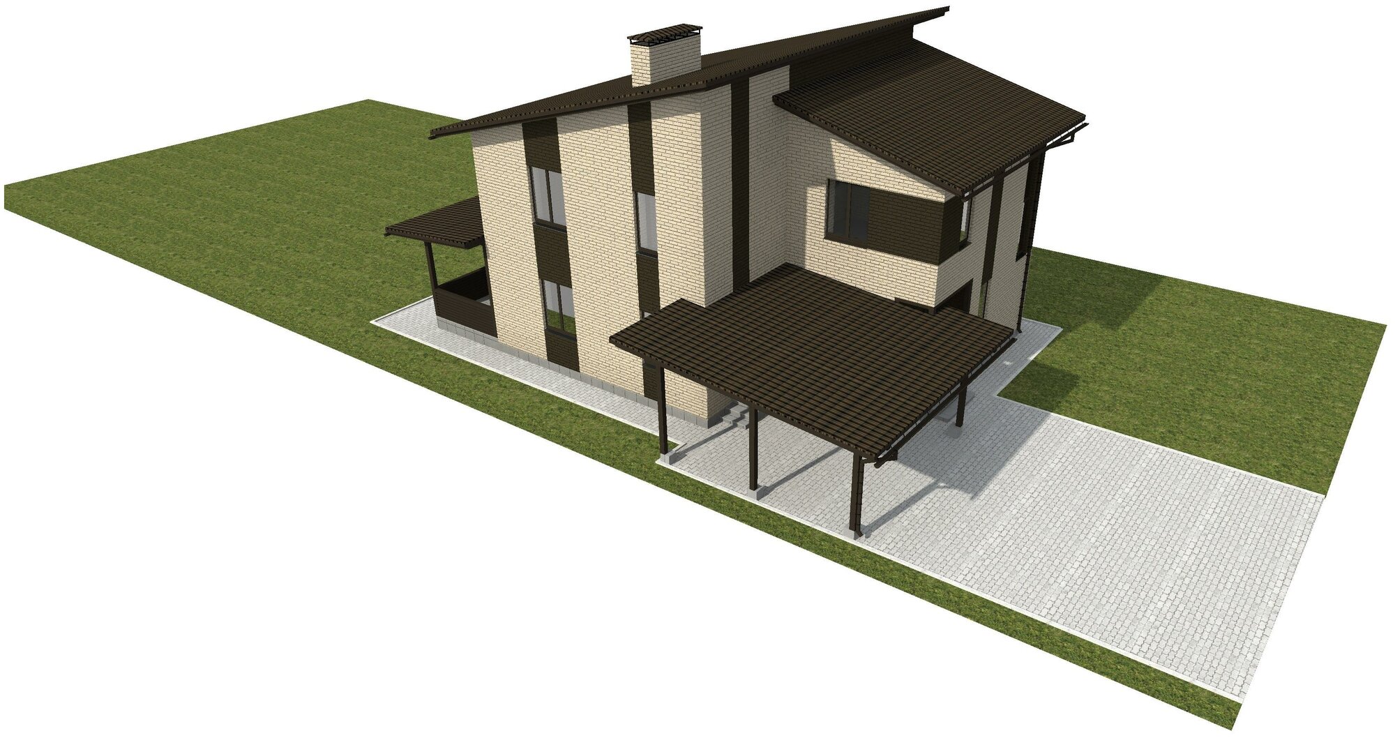 Готовый проект двухэтажного дома без гаража из газосиликатного блока с облицовкой из керамического кирпича площадью 223,8 кв.м - фотография № 6