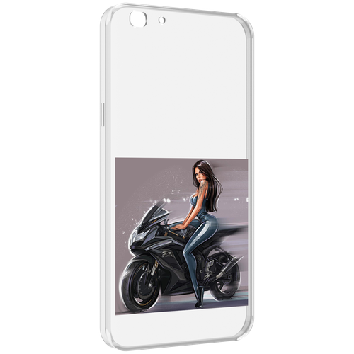 Чехол MyPads девушка-на-мотоцикле для Oppo A77 / F3 (2017 год) задняя-панель-накладка-бампер
