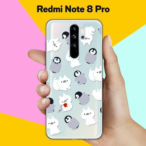 Силиконовый чехол Котики и пингвины на Xiaomi Redmi Note 8 Pro силиконовый чехол котики и пингвины на xiaomi redmi 9a