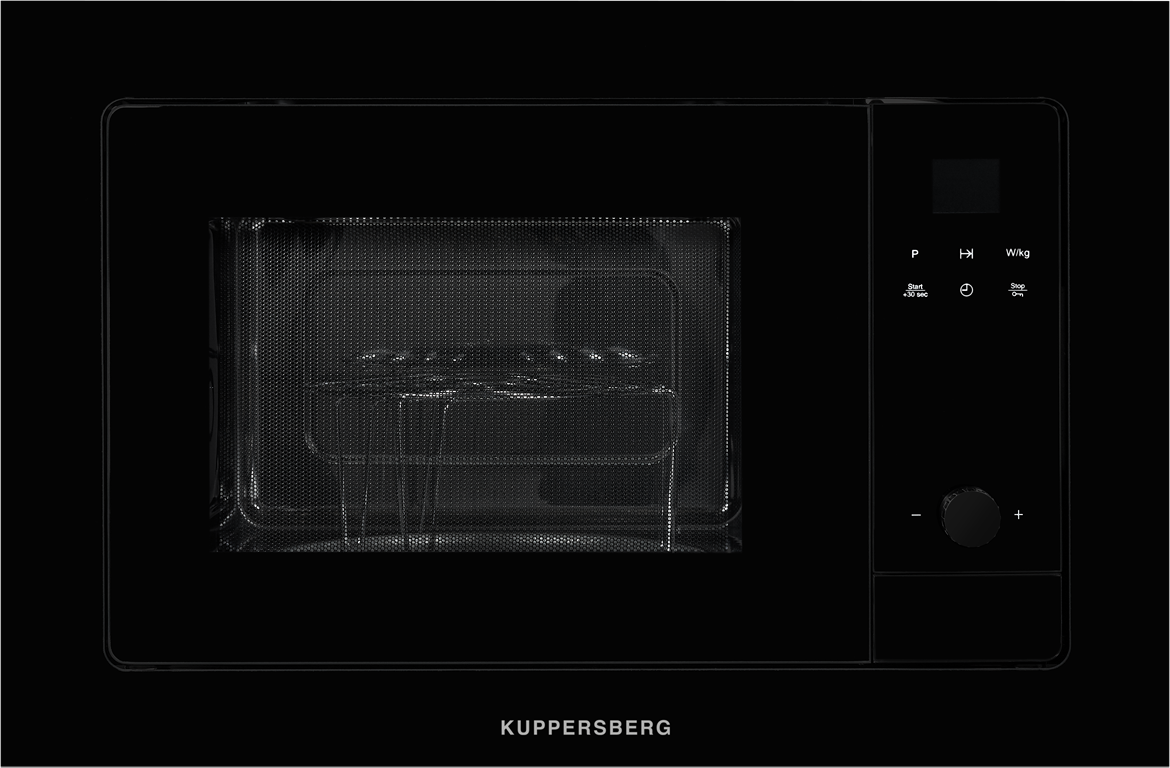 Встраиваемая микроволновая печь Kuppersberg/ Встраиваемая микроволновая печь, (ВхШхГ), мм: 390х595х319, 1000 Вт, электронное управление, 5 уровней мощности, функция ручной разморозки, таймер на 90 минут, черный