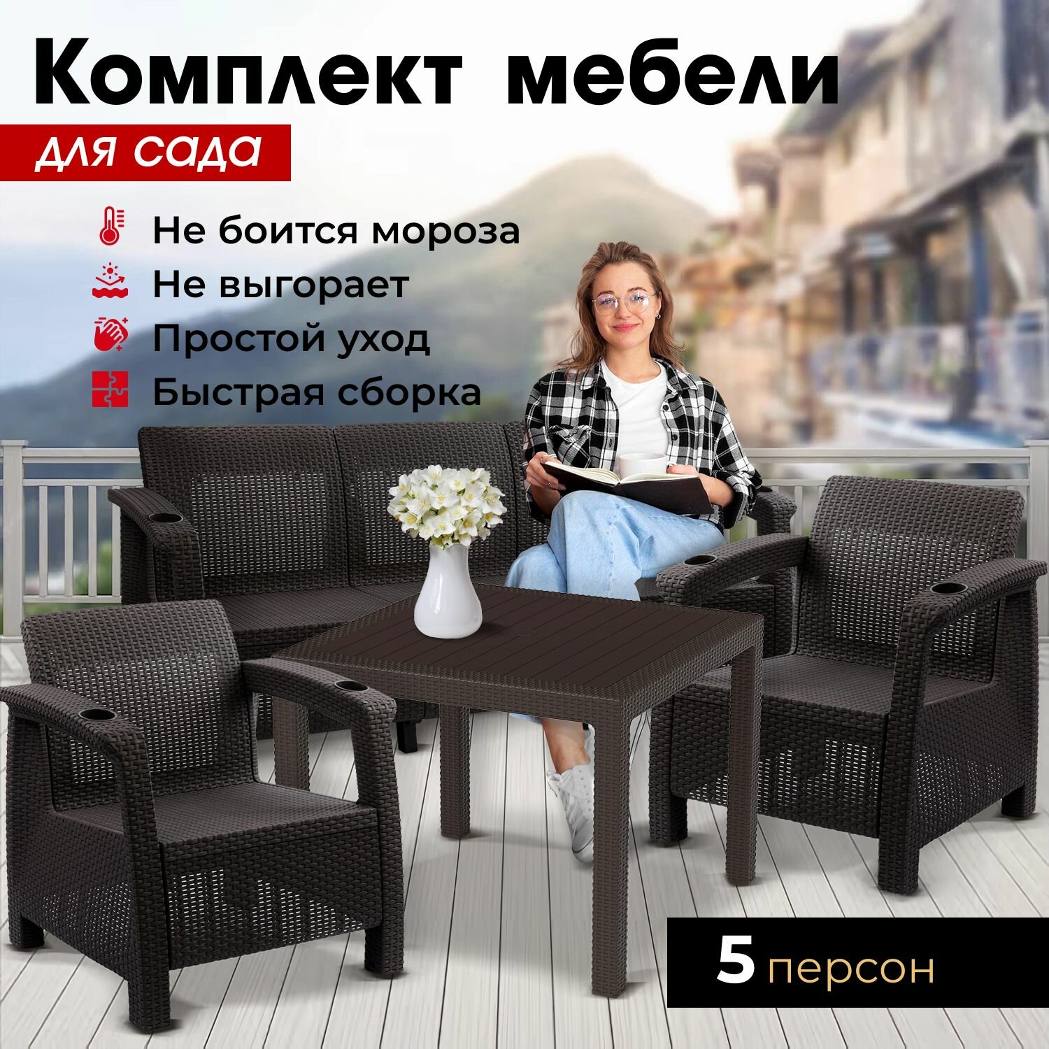 Комплект Садовой мебели ViCtory Set 3+1+1+t без подушек