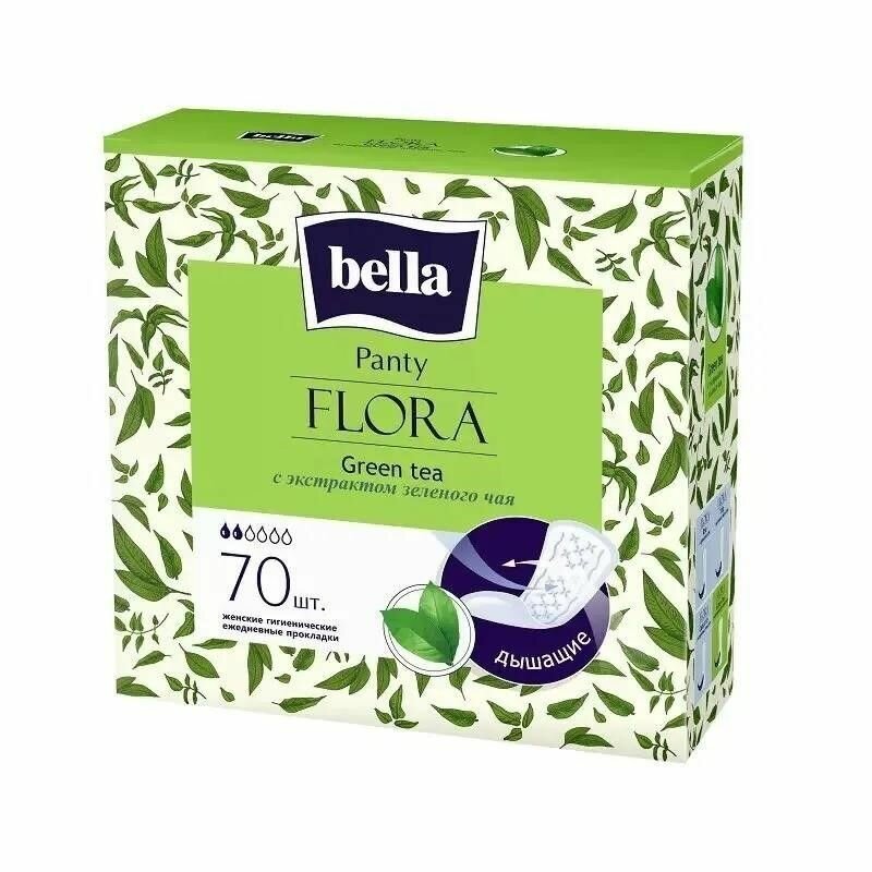 Bella Прокладки ежедневные Panty Flora Green tea, с экстрактом ромашки, 70 шт/уп