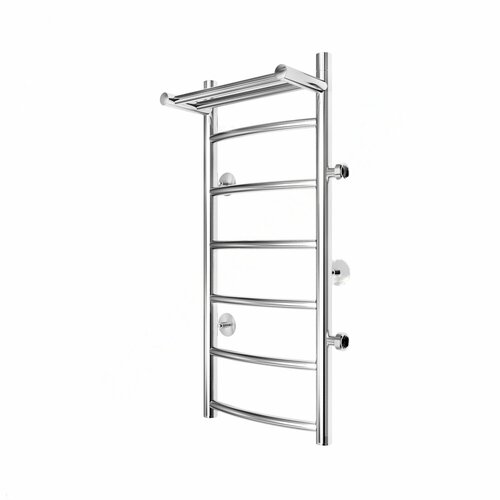 Водяной узкий полотенцесушитель Дуга с полкой 300x800 боковое подключение 320 слева