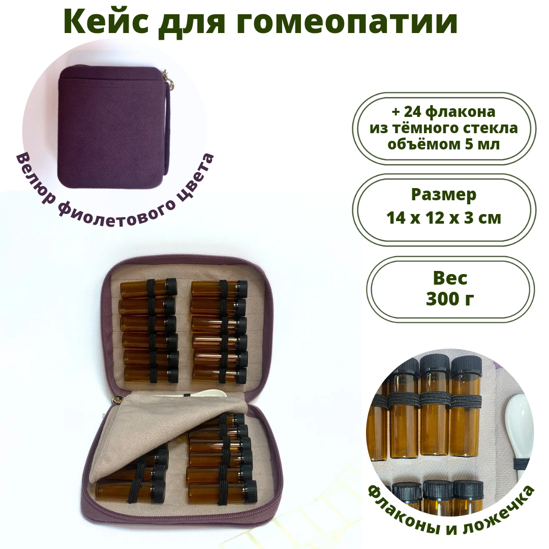 Гомеопатическая аптечка, пенал, кейс для хранения гомеопатических препаратов на 24 флакона объемом 5 мл