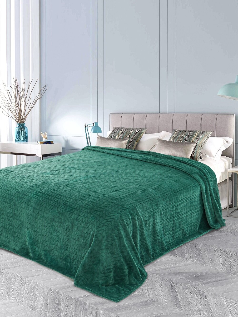 фото Покрывало плед зелёный 220х240