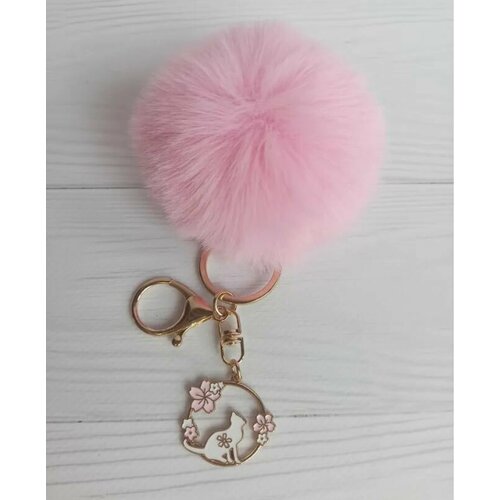 брелок кошка Бирка для ключей, розовый