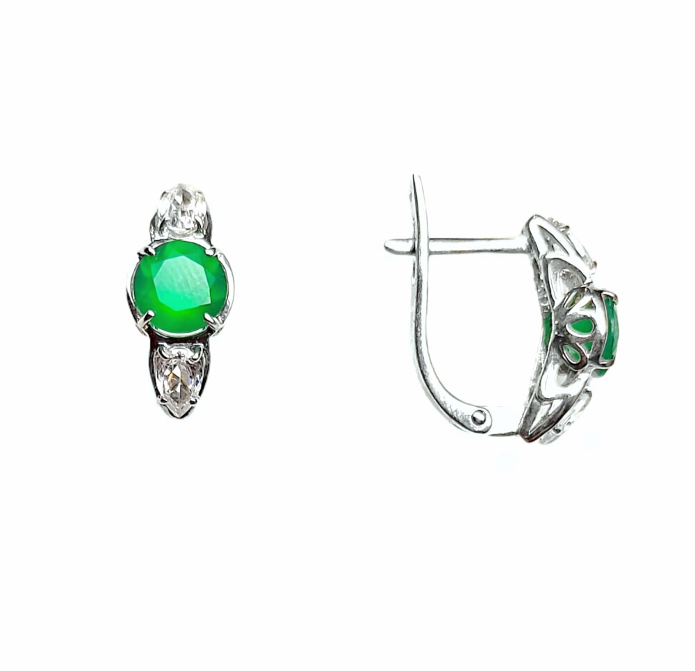 Серьги ЗлатаМира, серебро, 925 проба, фианит, агат