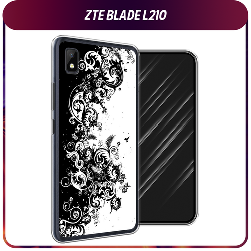Силиконовый чехол на ZTE Blade L210 / ЗТЕ Блэйд Л210 Черно белый узор матовый силиконовый чехол на zte blade l210 зте блэйд л210 пальмовые ветви арт черный