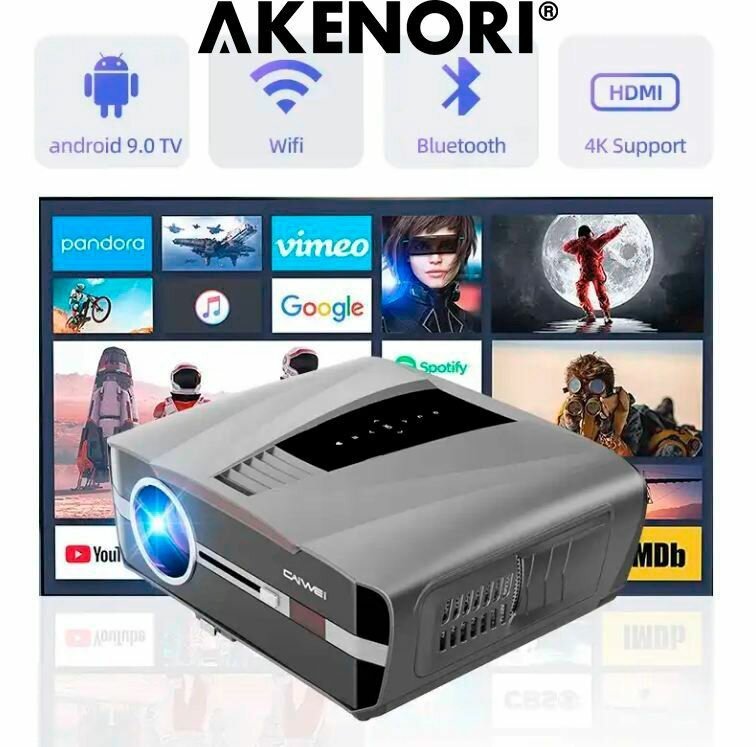 Akenori LED-111A15 CAIVVEI проектор для фильмов с поддержкой 4К (Черный/Красная полоска)