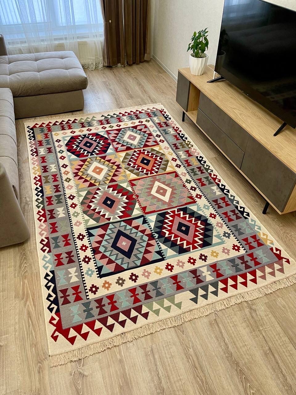 Ковёр безворсовый комнатный хлопковый 160×250см