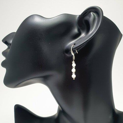 Серьги  Жемчужина Юга, перламутр, размер 35 мм, белый