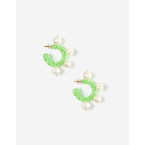 Серьги Beaded Breakfast, жемчуг пресноводный, зеленый, белый