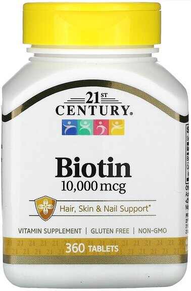 21st Century Biotin 10000 mcg 360 tablets (витамины для кожи, волос, ногтей)
