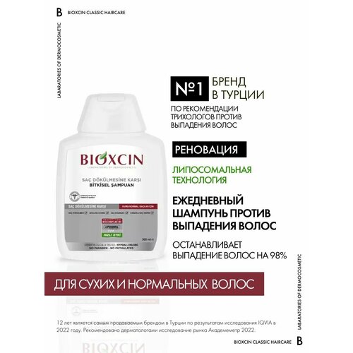 Шампунь Bioxcin Genesis Classic 300мл, против выпадения волос, для сухих и нормальных волос