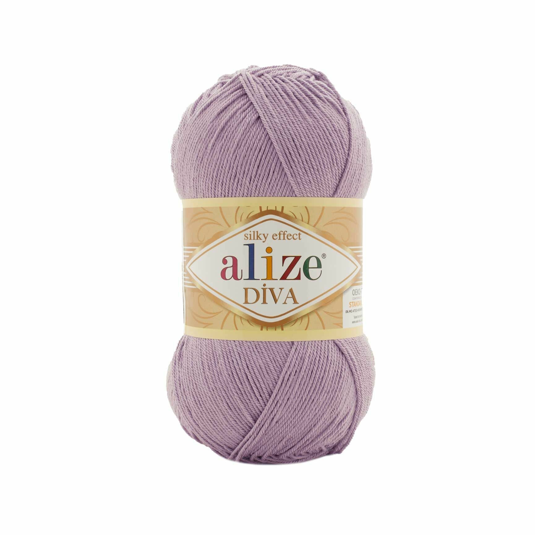 Пряжа Дива (Diva Alize) упаковка 5 мотков 100 г. 350 м. 100% микрофибра акрил цвет 505 пепельно-сиреневый