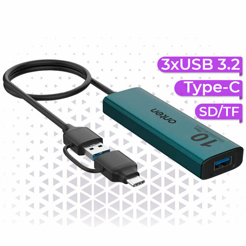 USB 30 Type-C разветвитель хаб Onten на 6 выходов 3xUSB 32 SDTF Type-C PD для ноутбука Macbook ПК смартфона 2413₽