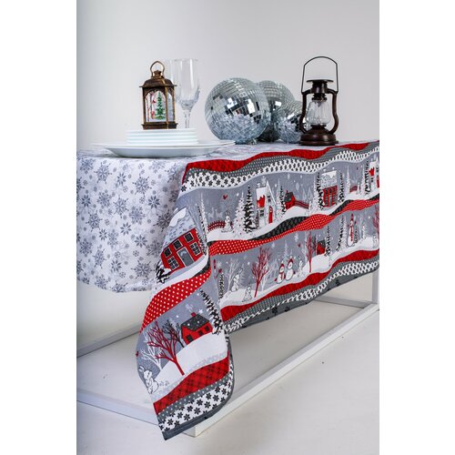 Скатерть из рогожки со снеговиками Alice Textile 