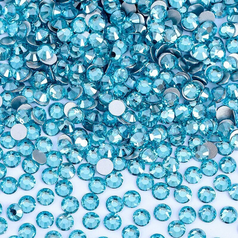 Стразы QIAO SS6-SS30 для рукоделия Синий, SS16 - 1440PCS, Aquamarine Luster