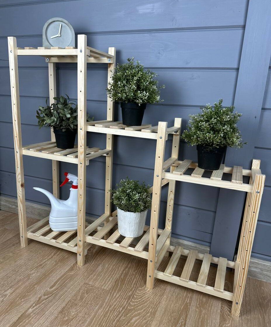 Шкафы, Полки Xiaomi Стеллаж деревянный для дома 79х93х23 см / Этажерка деревянная на 7 полок