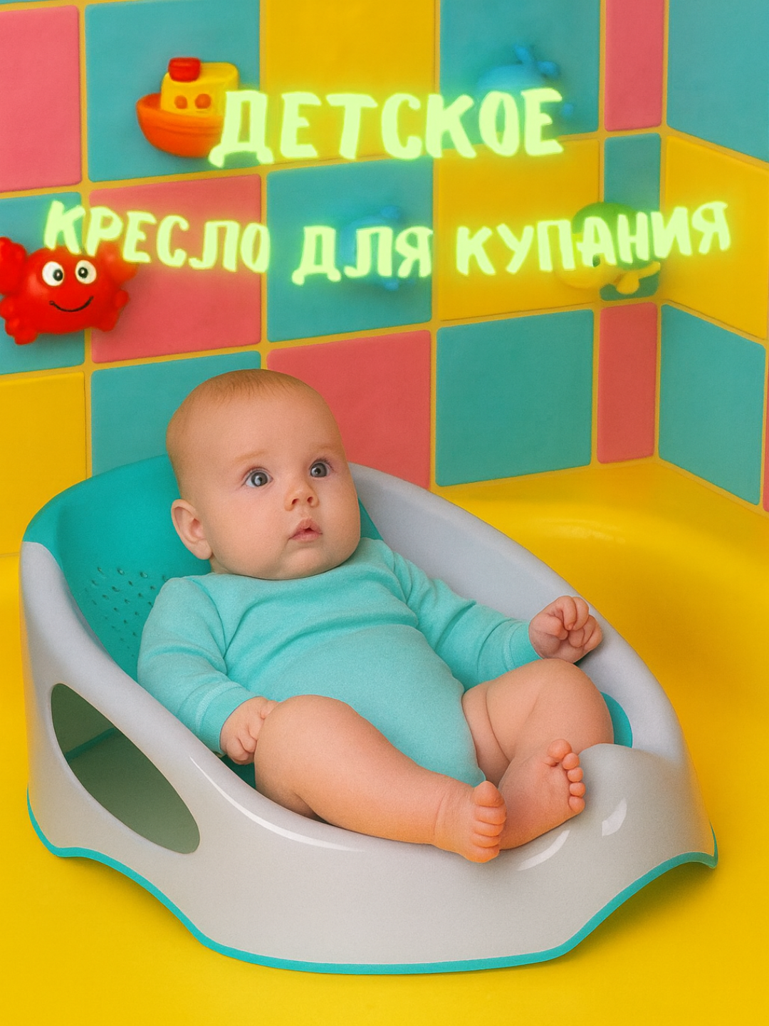 Детское кресло для купания - Гладкое и эргономичное кресло для купания – удобно и безопасно в воде!
