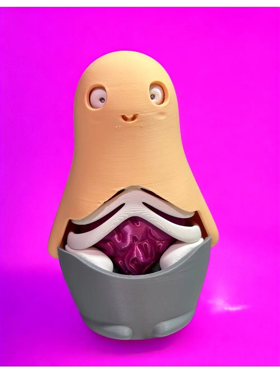 Матрешка - Muerta уникальная 13 см 10 элементов скелет сердце фигурка — фото 1