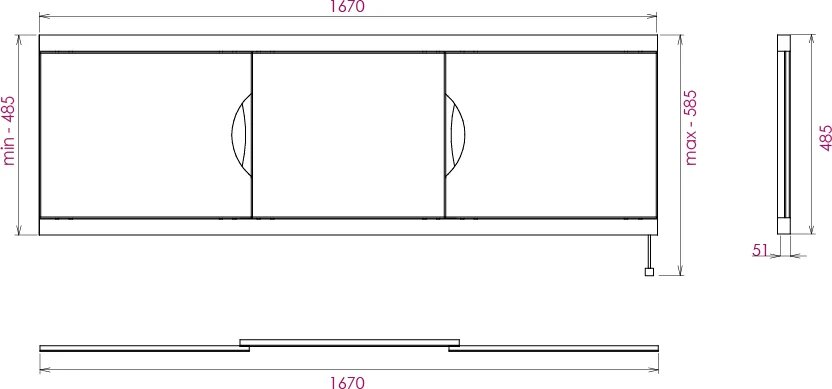 Экран Onika Лагуна Эконом 170 из МДФ, белый, экран под ванну, прямоугольный, с комплектом ножек, универсальный — фото 1