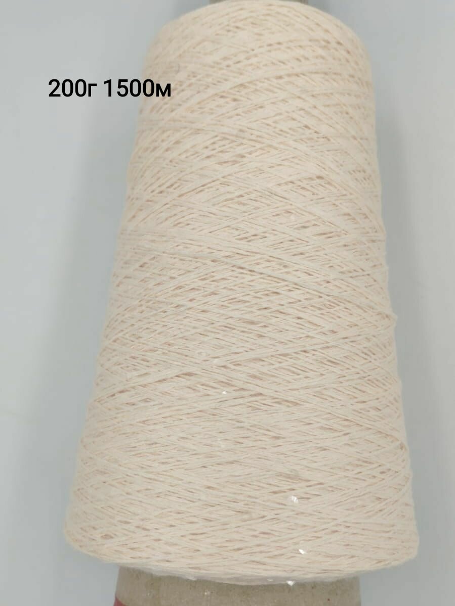 Пряжа Пайетки 3мм на хлопке - 100-1 розоватый крем с прозрачными пайетками т5в (200г) т5в