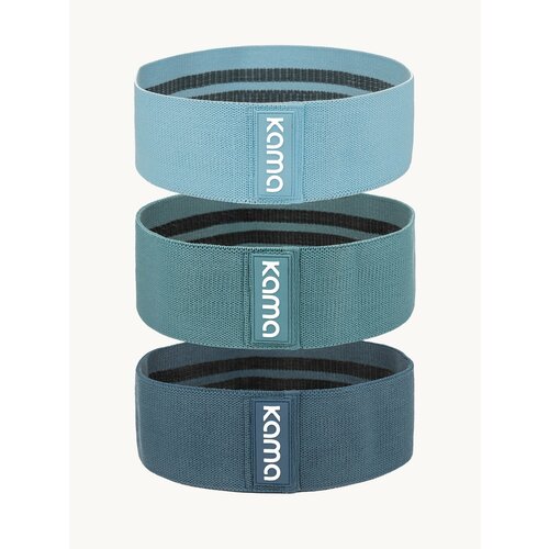 Комплект фитнес резинок Kama 3 шт, голубой лайт, бирюзовый, темно-бирюзовый (10, 17, 23 кг)