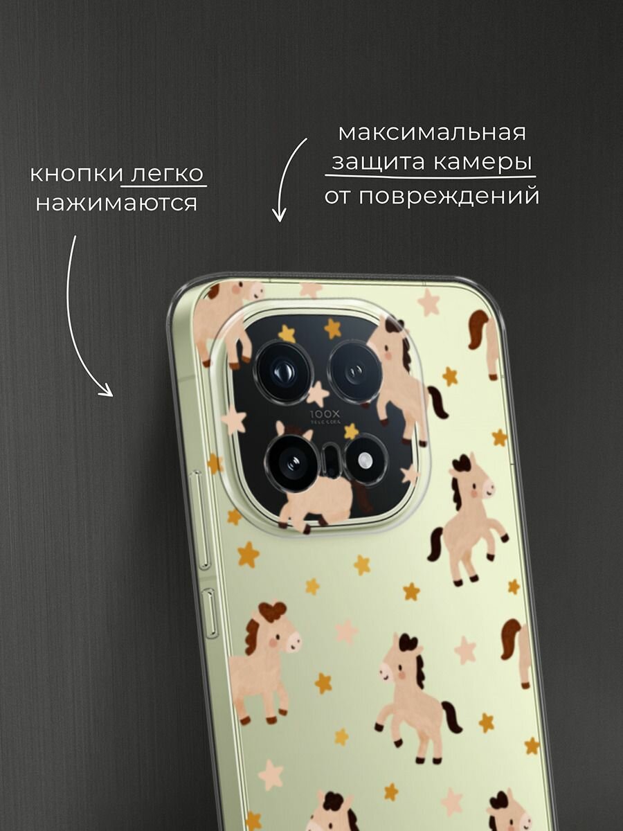 Чехол на Vivo iQOO 15 / Виво iQOO 15 с принтом Лошадки и звездочки паттерн 2, прозрачный — фото 1