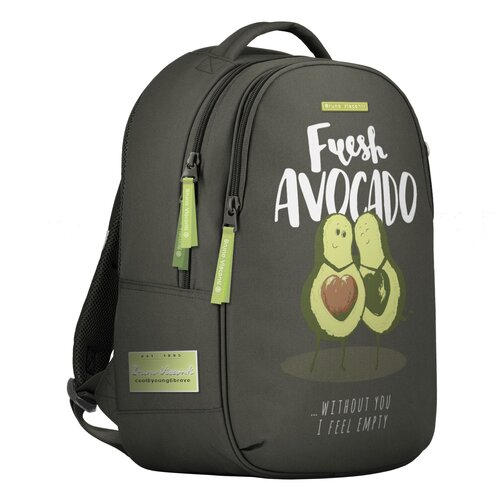 фото Рюкзак brunovisconti, классический суперлегкий, темно-серый с эргономичной спинкой, «авокадо. любовь», арт. 12-008-043/06 bruno visconti