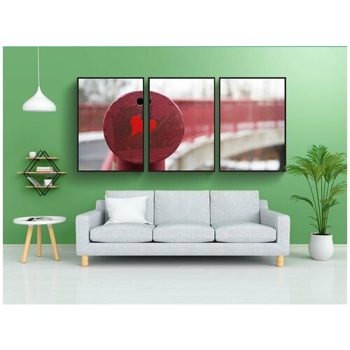 фото Набор модулных постеров для интерьера "город, природа, сердце" 60x90 см. в тубусе, без рамки lotsprints