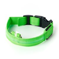Ошейник светящийся светодиодный для собак, usb зарядка в комплекте, цвет: зеленый, M
