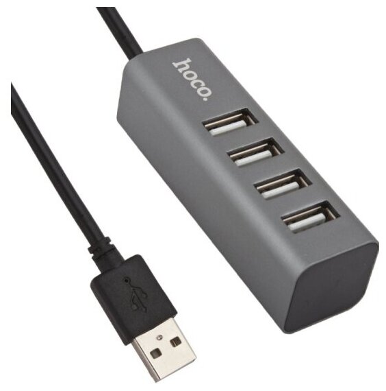 USB HUB HOCO HB1 4-Port USB 2.0 серый