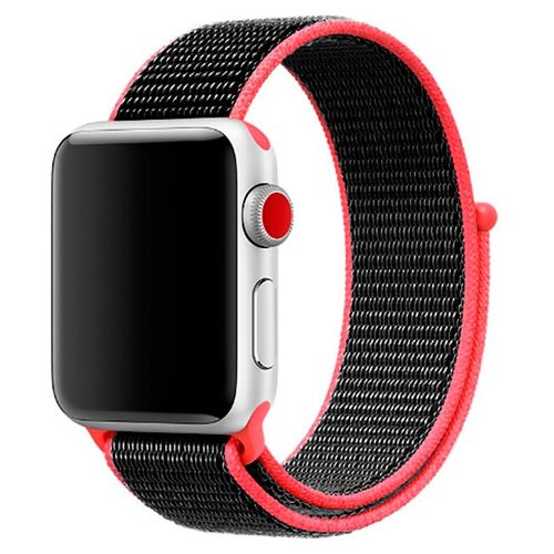 Нейлоновый ремешок на липучке Nova Store для Apple Watch 38/40/41 mm, Чёрно-розовый