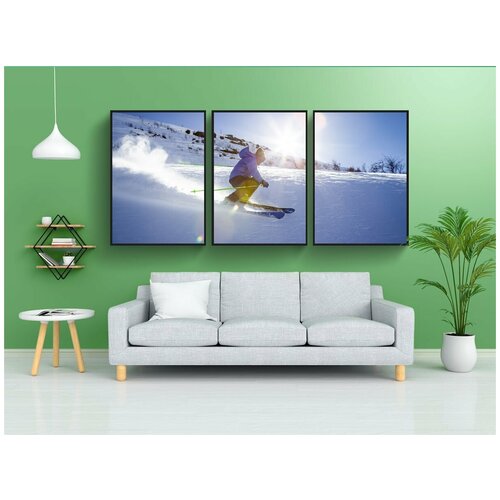 фото Набор модулных постеров для интерьера "снег, зима, белый" 60x90 см. в тубусе, без рамки lotsprints