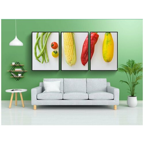 фото Набор модулных постеров для интерьера "фасоль, кукуруза, свежий" 60x90 см. в тубусе, без рамки lotsprints