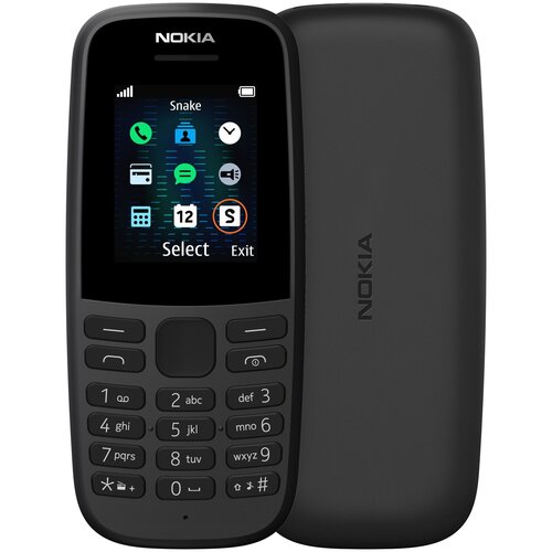 Телефон Nokia 105 DS (2019), 2 SIM, черный телефон nokia 105 2023 2 sim красный