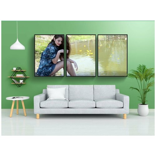 фото Набор модулных постеров для интерьера "лицо, воды, флора" 60x90 см. в тубусе, без рамки lotsprints