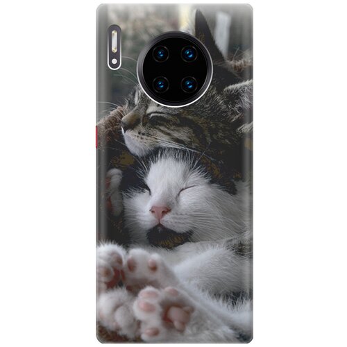 фото Силиконовый чехол на huawei mate 30 pro / хуавей мейт 30 про с принтом "отдыхающие котики" gosso