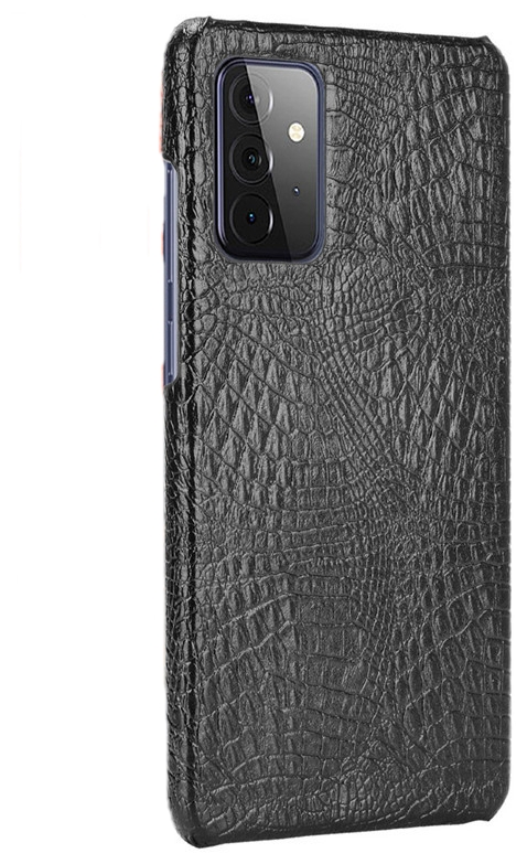 Чехол панель бампер MyPads для Samsung Galaxy A52 5G (SM-A525F) 2021 элегантный тонкий на пластиковой основе с дизайном под кожу крокодила черный
