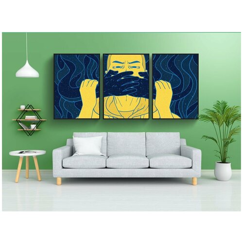 фото Набор модулных постеров для интерьера "карикатура, картина, тишина" 60x90 см. в тубусе, без рамки lotsprints