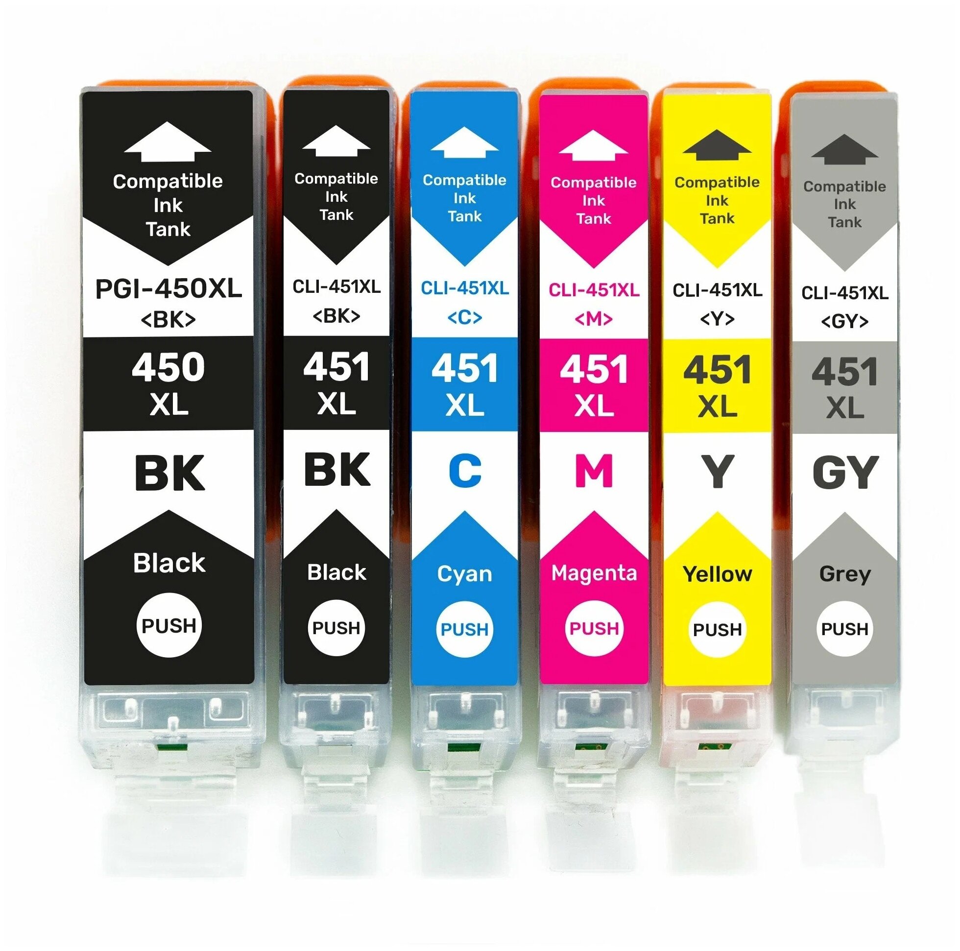 Картриджи Inkmaster PGI-450/CLI-451XL увеличенный, 6 цветов, для струйного принтера Canon PIXMA-MG6340, MG7140, MG7540, iX6840, iP8740, совместимый