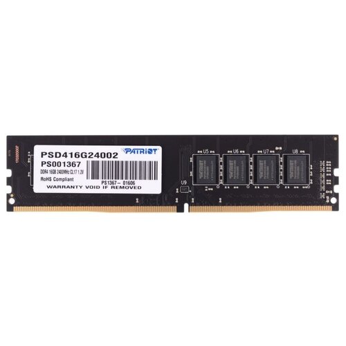 Оперативная память Patriot Memory SL 16 ГБ DDR4 DIMM CL17 PSD416G24002 оперативная память patriot memory sl premium 8 гб ddr4 2400 мгц dimm cl17 psp48g240081h1