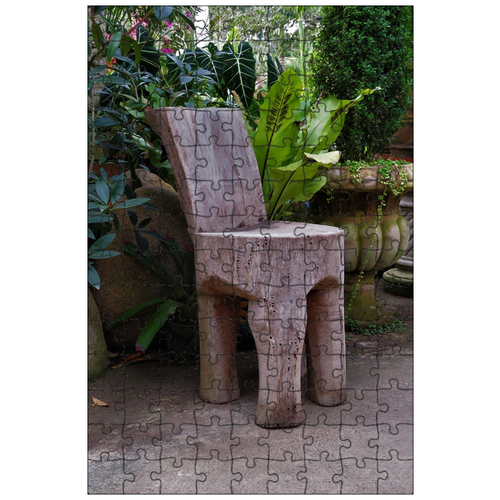 фото Магнитный пазл 27x18см."деревянный стул, резной стул, деревенский" на холодильник lotsprints